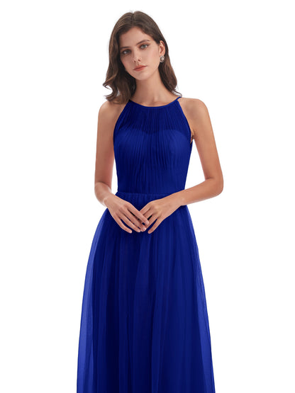 Carla Floor Length Halter Tulle Bridesmaid Dresses