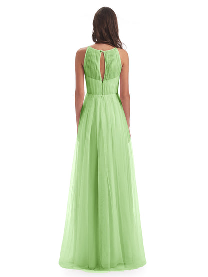 Carla Floor Length Halter Tulle Bridesmaid Dresses