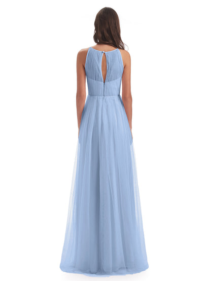 Carla Floor Length Halter Tulle Bridesmaid Dresses
