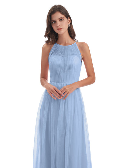 Carla Floor Length Halter Tulle Bridesmaid Dresses