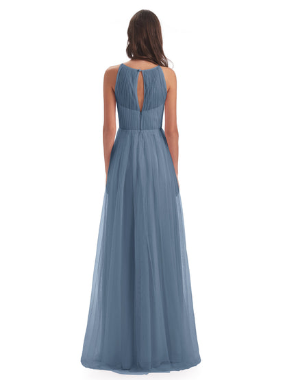 Carla Floor Length Halter Tulle Bridesmaid Dresses