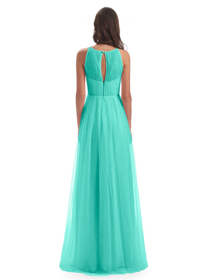 Carla Floor Length Halter Tulle Bridesmaid Dresses