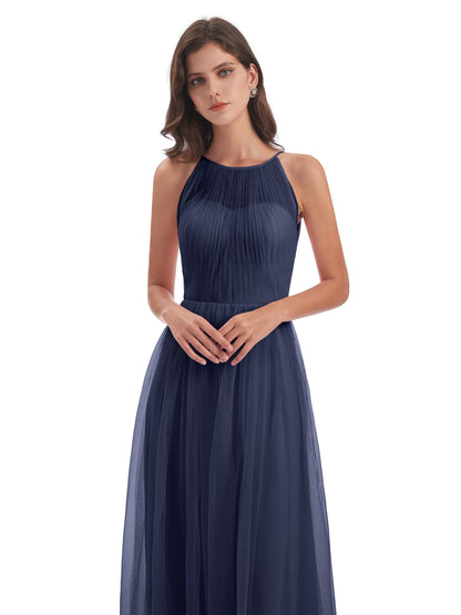 Carla Floor Length Halter Tulle Bridesmaid Dresses