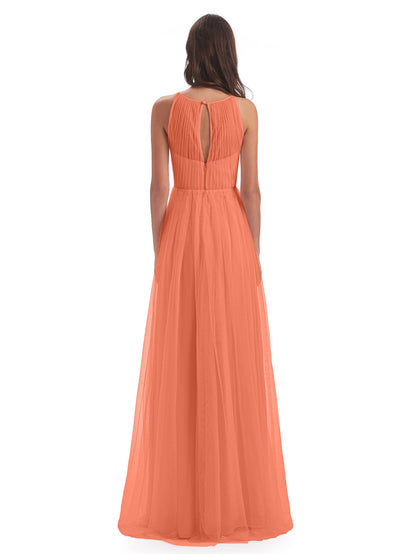 Carla Floor Length Halter Tulle Bridesmaid Dresses