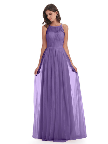 Carla Floor Length Halter Tulle Bridesmaid Dresses