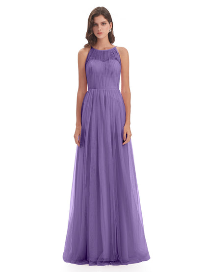 Carla Floor Length Halter Tulle Bridesmaid Dresses