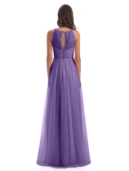Carla Floor Length Halter Tulle Bridesmaid Dresses