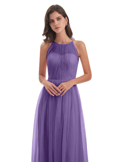 Carla Floor Length Halter Tulle Bridesmaid Dresses