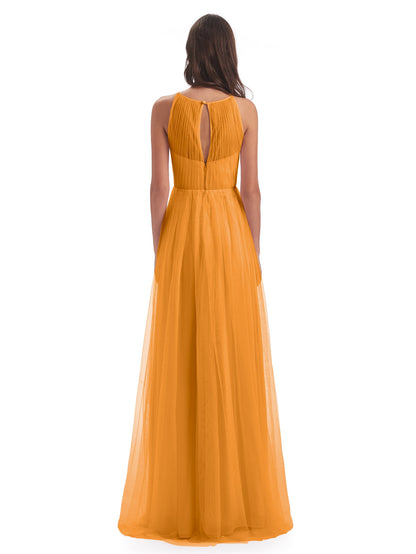 Carla Floor Length Halter Tulle Bridesmaid Dresses