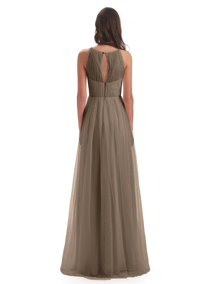 Carla Floor Length Halter Tulle Bridesmaid Dresses