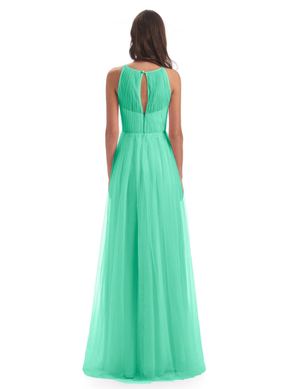 Carla Floor Length Halter Tulle Bridesmaid Dresses