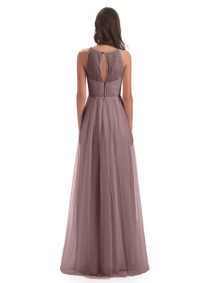 Carla Floor Length Halter Tulle Bridesmaid Dresses