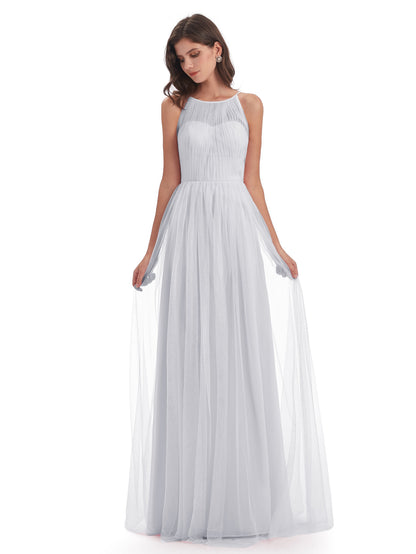 Carla Floor Length Halter Tulle Bridesmaid Dresses