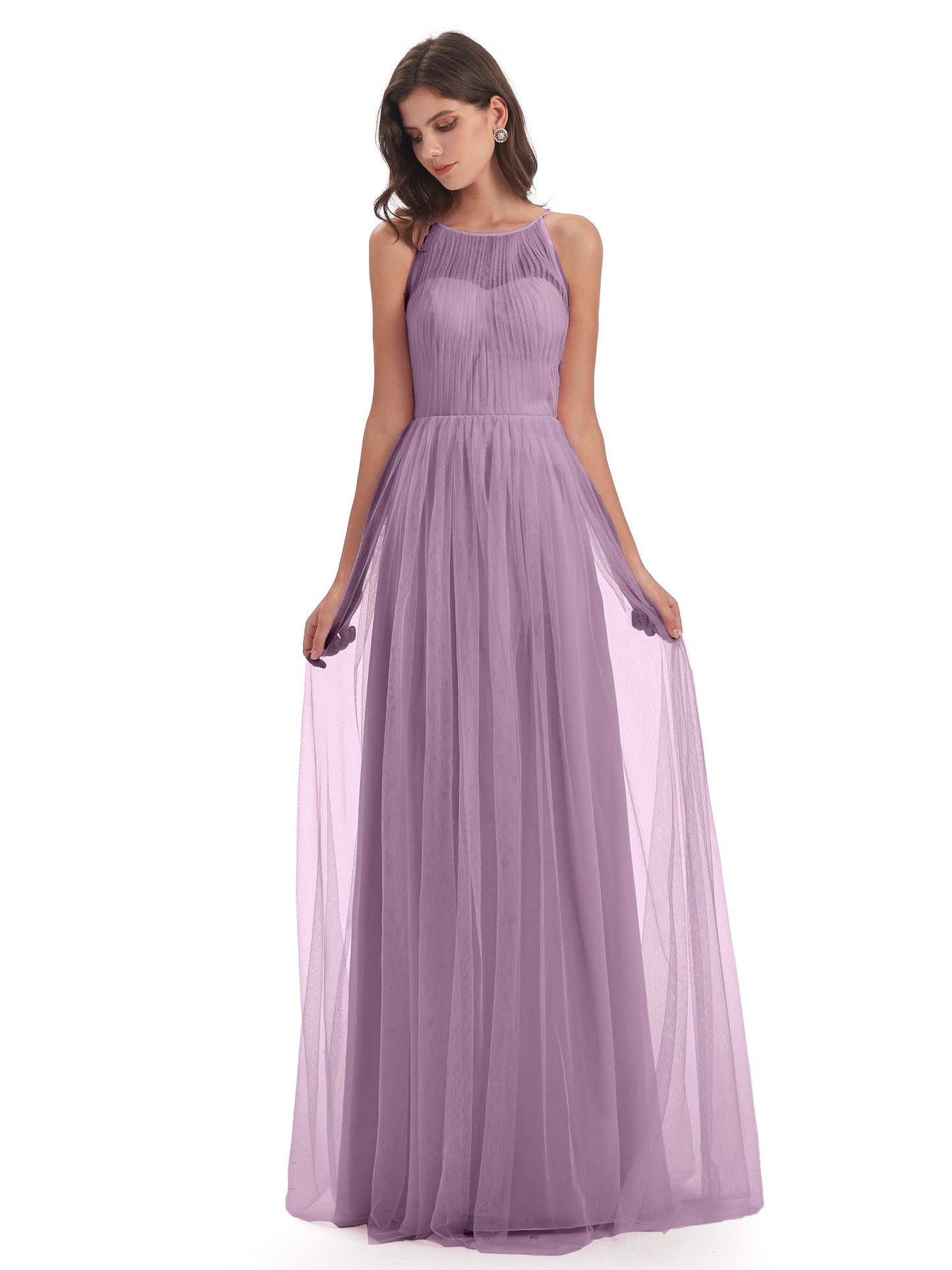 Carla Floor Length Halter Tulle Bridesmaid Dresses