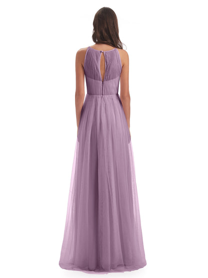 Carla Floor Length Halter Tulle Bridesmaid Dresses