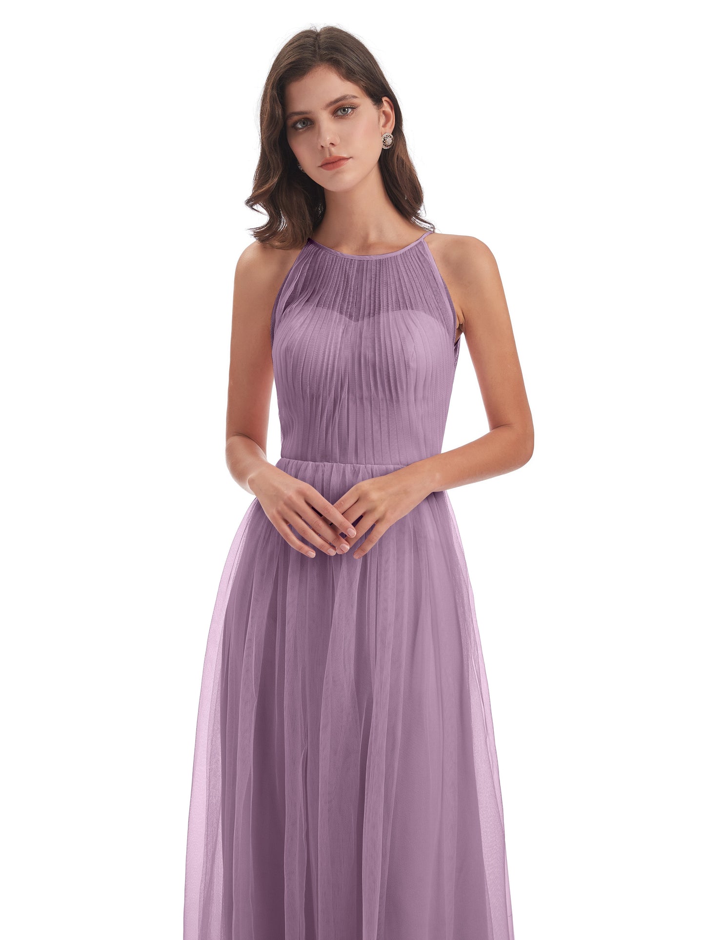 Carla Floor Length Halter Tulle Bridesmaid Dresses