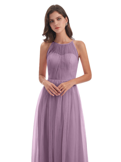 Carla Floor Length Halter Tulle Bridesmaid Dresses