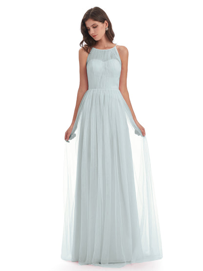 Carla Floor Length Halter Tulle Bridesmaid Dresses