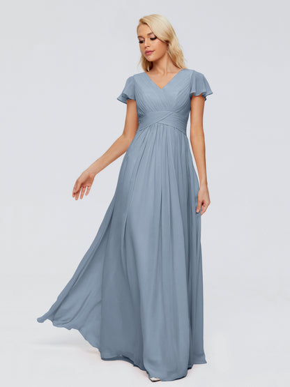 Charlie A-line V Neck Chiffon Bridesmaid Dresses