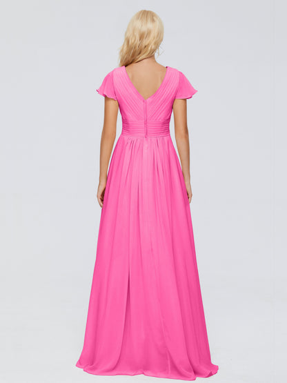 Charlie A-line V Neck Chiffon Bridesmaid Dresses