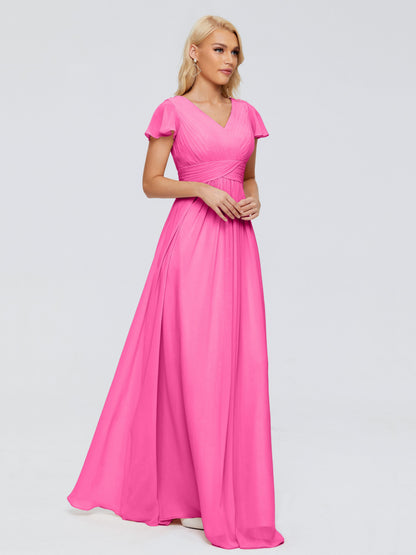 Charlie A-line V Neck Chiffon Bridesmaid Dresses