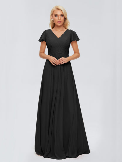 Charlie A-line V Neck Chiffon Bridesmaid Dresses