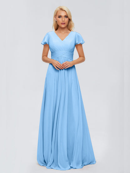 Charlie A-line V Neck Chiffon Bridesmaid Dresses