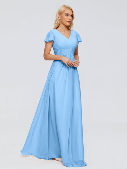 Charlie A-line V Neck Chiffon Bridesmaid Dresses