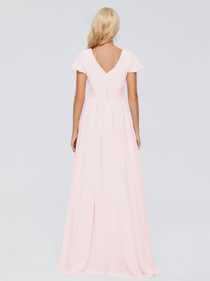 Charlie A-line V Neck Chiffon Bridesmaid Dresses