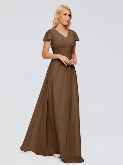 Charlie A-line V Neck Chiffon Bridesmaid Dresses