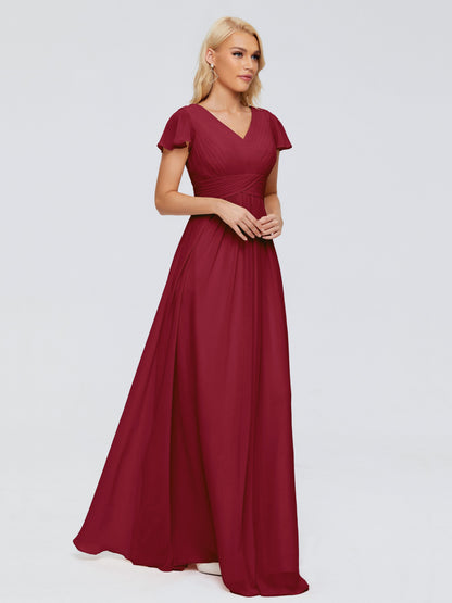 Charlie A-line V Neck Chiffon Bridesmaid Dresses