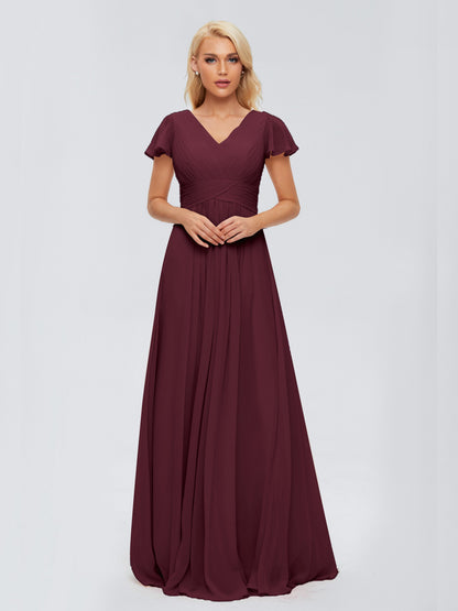Charlie A-line V Neck Chiffon Bridesmaid Dresses