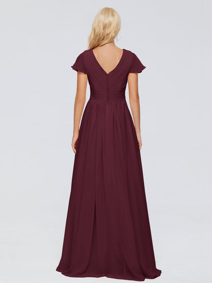 Charlie A-line V Neck Chiffon Bridesmaid Dresses