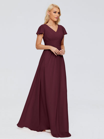 Charlie A-line V Neck Chiffon Bridesmaid Dresses