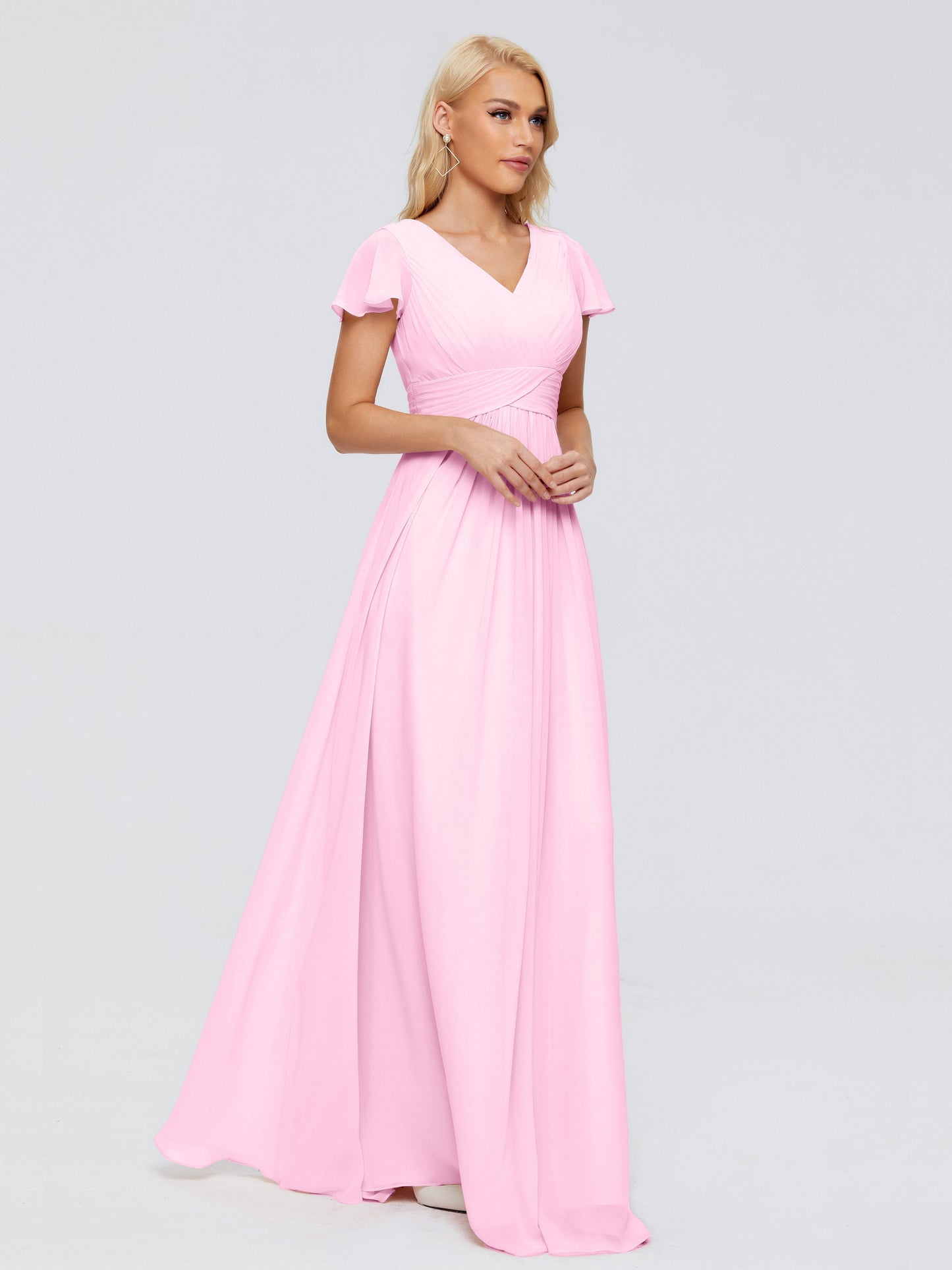 Charlie A-line V Neck Chiffon Bridesmaid Dresses