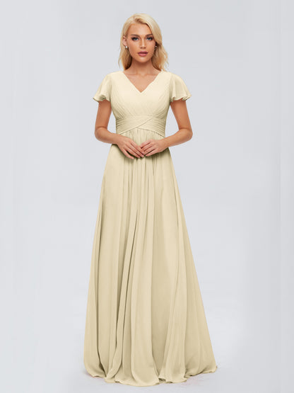 Charlie A-line V Neck Chiffon Bridesmaid Dresses