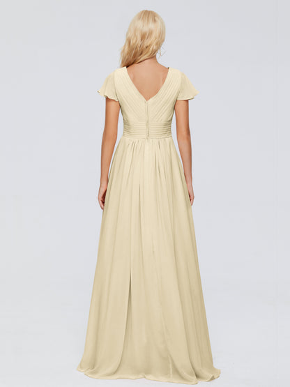 Charlie A-line V Neck Chiffon Bridesmaid Dresses