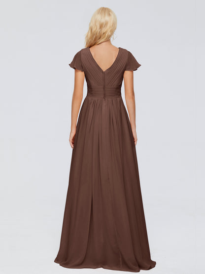 Charlie A-line V Neck Chiffon Bridesmaid Dresses