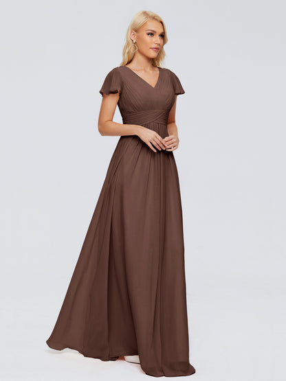 Charlie A-line V Neck Chiffon Bridesmaid Dresses