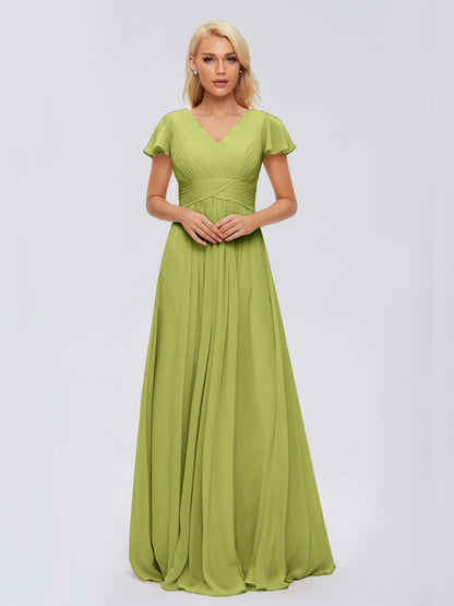 Charlie A-line V Neck Chiffon Bridesmaid Dresses