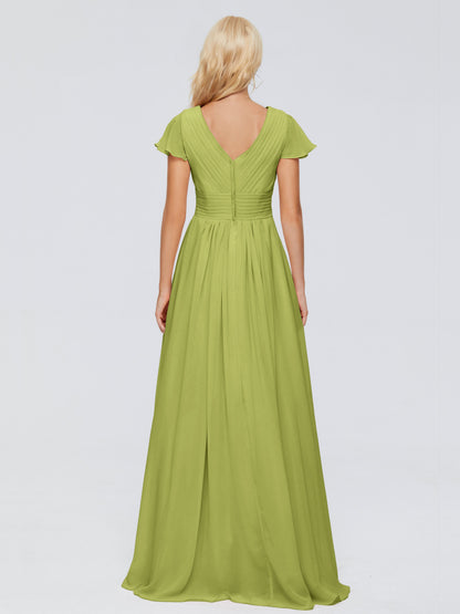Charlie A-line V Neck Chiffon Bridesmaid Dresses