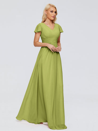 Charlie A-line V Neck Chiffon Bridesmaid Dresses