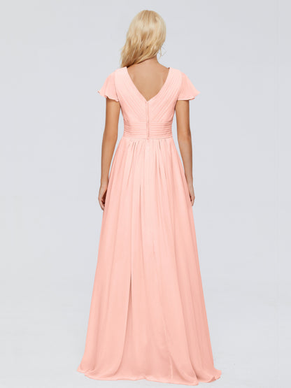 Charlie A-line V Neck Chiffon Bridesmaid Dresses