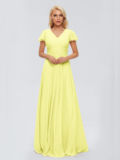 Charlie A-line V Neck Chiffon Bridesmaid Dresses