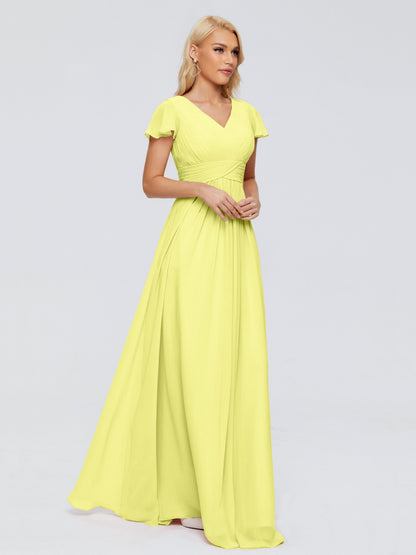 Charlie A-line V Neck Chiffon Bridesmaid Dresses