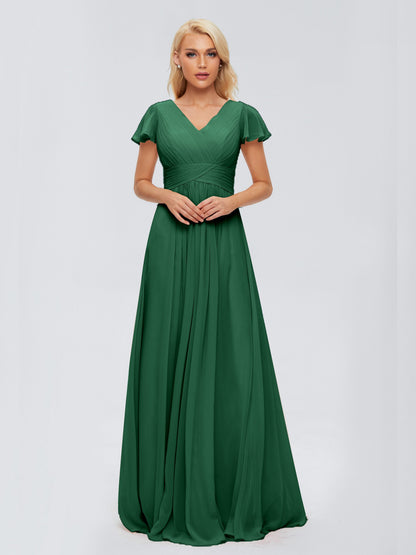 Charlie A-line V Neck Chiffon Bridesmaid Dresses