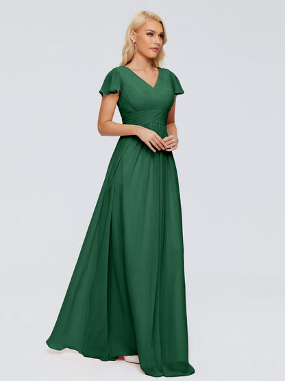 Charlie A-line V Neck Chiffon Bridesmaid Dresses