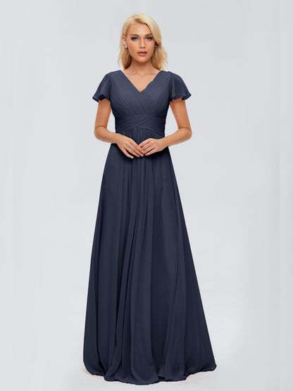 Charlie A-line V Neck Chiffon Bridesmaid Dresses