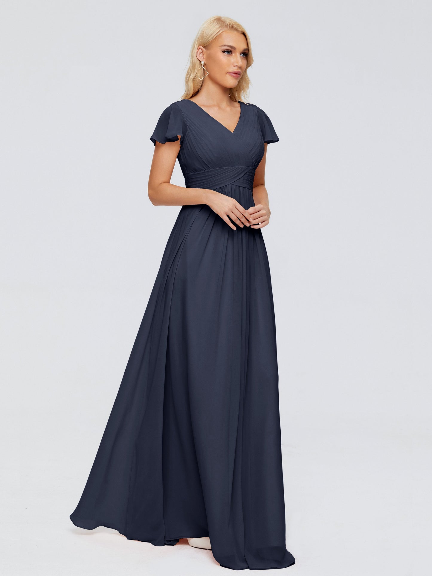 Charlie A-line V Neck Chiffon Bridesmaid Dresses