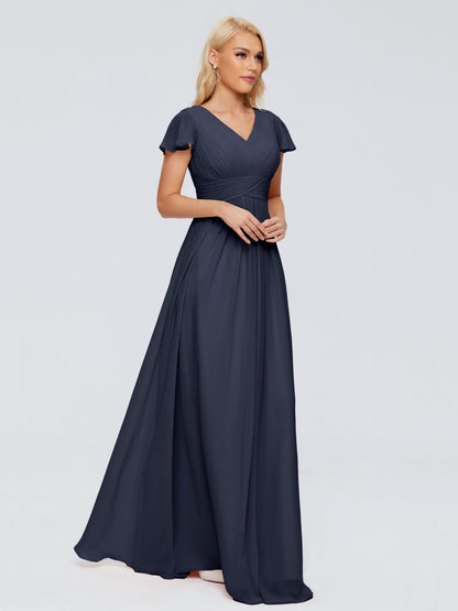 Charlie A-line V Neck Chiffon Bridesmaid Dresses
